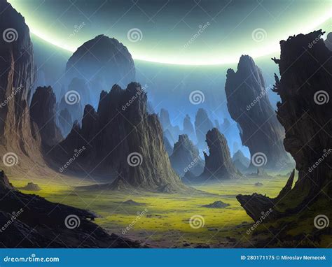 Alien Planet, Generative AI Illustration Stock Illustration ...