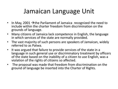 PPT - Jamaican Creole (Patois) PowerPoint Presentation, free download