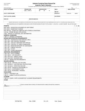 Fillable Online ACW Inspection Form Asbestos Containing Waste Disposal