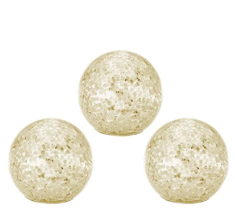 As Is Set Of 3 Illuminated Sparkle Sequin Spheres By Valerie QVC