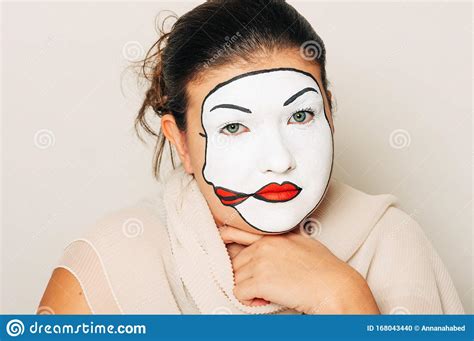 Woman Actress with Double Face Makeup Stock Photo - Image of artistic ...