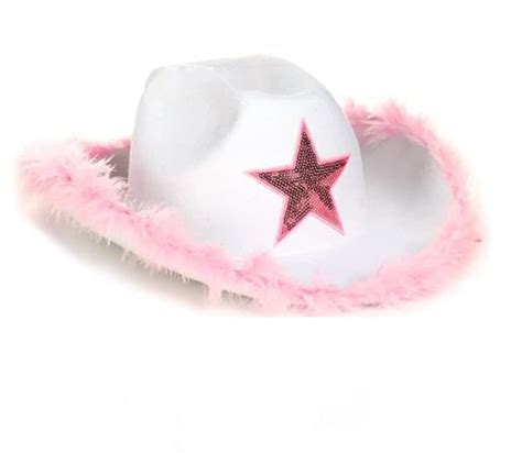 Cowboy Hat For Women Fluffy Feather Wide Brim Hats Sparkly Felt Western