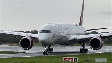 Virgin Atlantic Airbus A Landing Very Wet Runway At Manchester