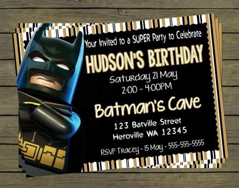 Lego Batman Digital Birthday Invitation Hero Superhero Party Digital