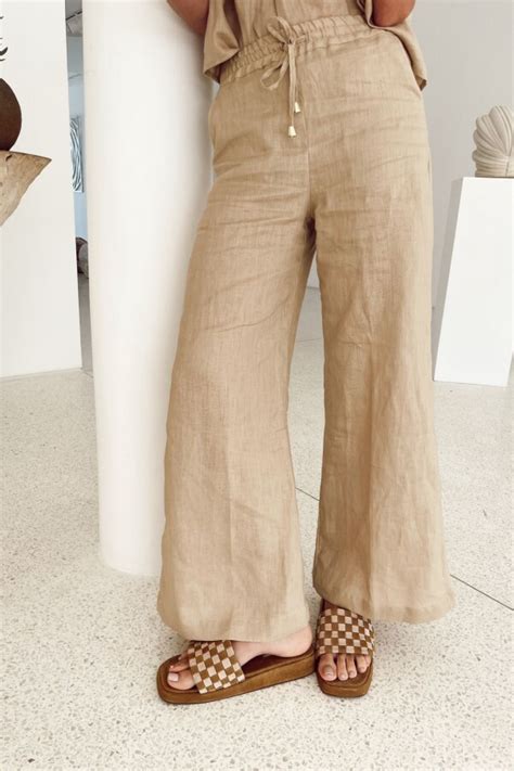 PANTALONES FALDAS Pantalón Lino Style Beige VDAMIANI