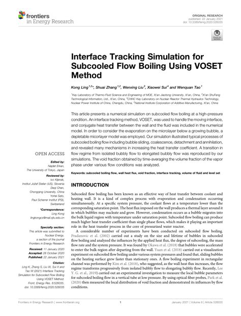 Pdf Interface Tracking Simulation For Subcooled Flow Boiling Using