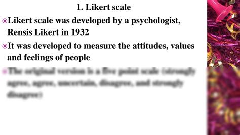 SOLUTION: Composite scale, Likert scale uses example advantages and disadvantages 1 - Studypool