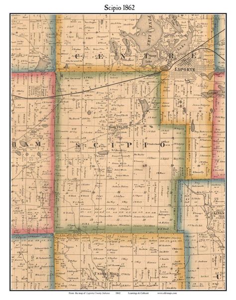 Scipio Old Town Map With Homeowner Names Indiana Door Etsy