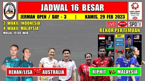 Jadwal Jerman Open Hari Ini Day R Rinov Pitha Vs Malaysia