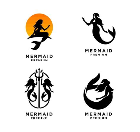 Set Collection Of Mermaid Logo Icon Design Illustration Sous Bock