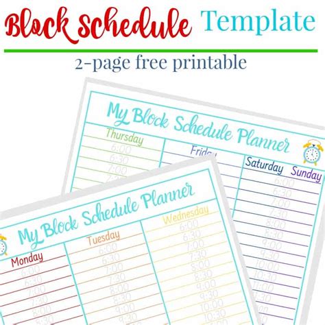 Printable Block Schedule Template