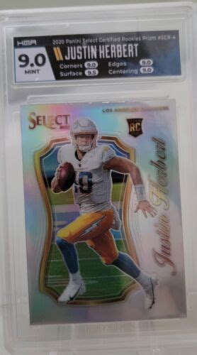 Justin Herbert 2020 Select Certified Hga Graded Rookie Rc Mint 9