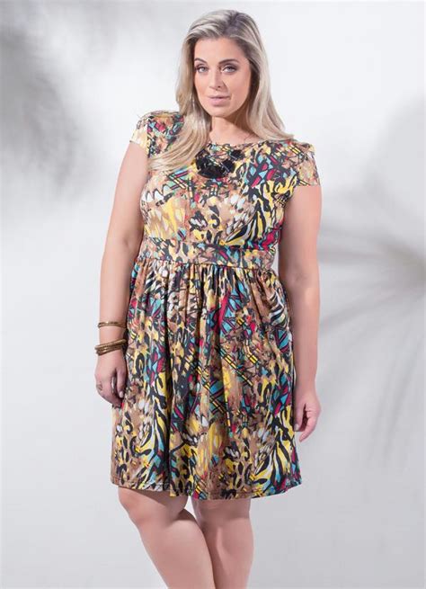 Vestido Estampa Abstrata Plus Size Marguerite