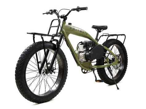 Phatmoto™ All Terrain Fat Tire 2021 79cc Motorized Bicycle With Hilliard Clutch Matte Army