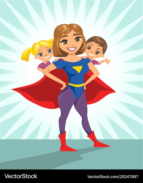 Super Hero Mom Happy Smiling Mother Royalty Free Vector