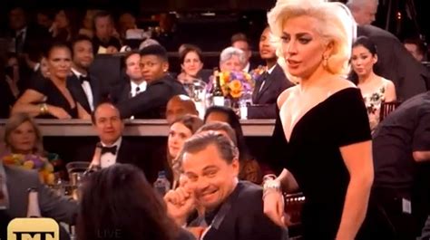 Leonardo Dicaprios Reaction To Lady Gaga Shoving Him At The Golden