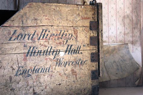 A 19thC Painted Pine Estate Made Trunk; Lord Hindlip, Hindlip Hall, Wo ...