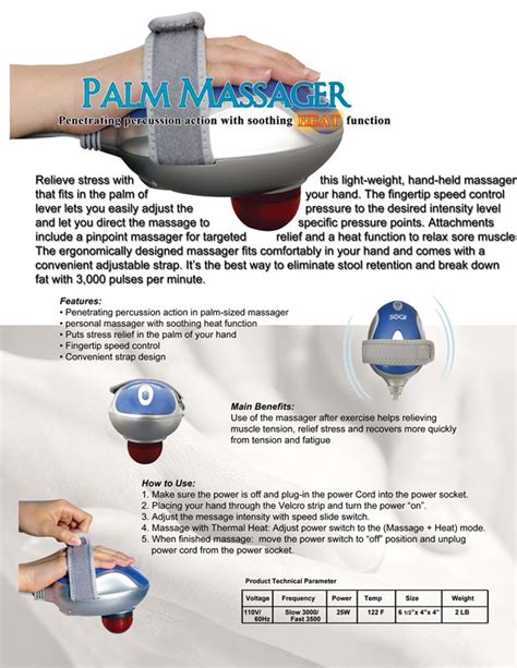 Palm Massager with velco strap, percussion and penetrating heat