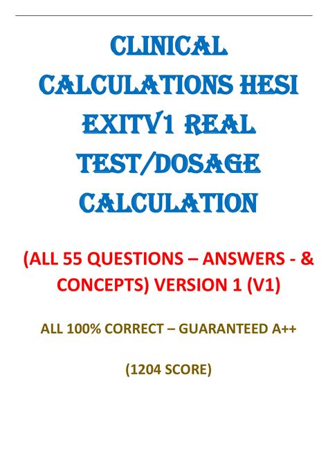 Hesi Exit Dosage Calculation V Clinical Calculation Q A Hesi