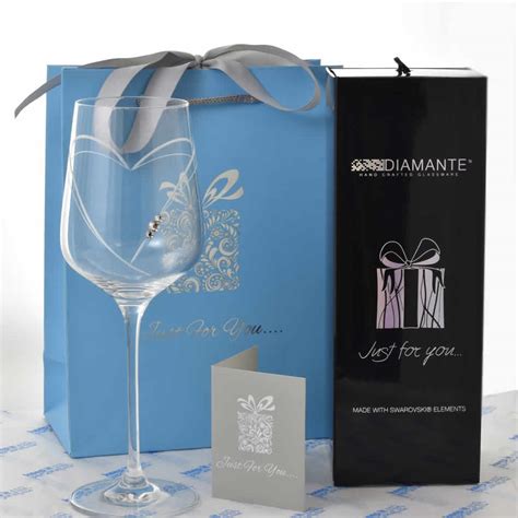 Engraved Swarovski Heart Wine Glass Personalised By Uk