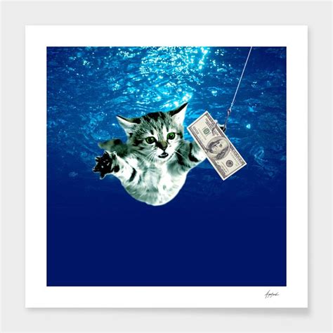 «Cat Nvermind Album Cover under Water BabyNeve» Art Print by Damian Augustyniak - Limited ...