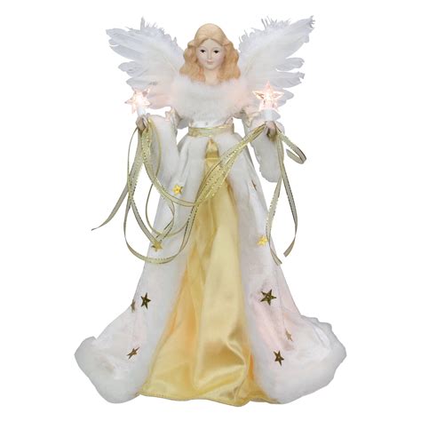 16 Lighted Ivory And Gold Angel Christmas Tree Topper Clear Lights