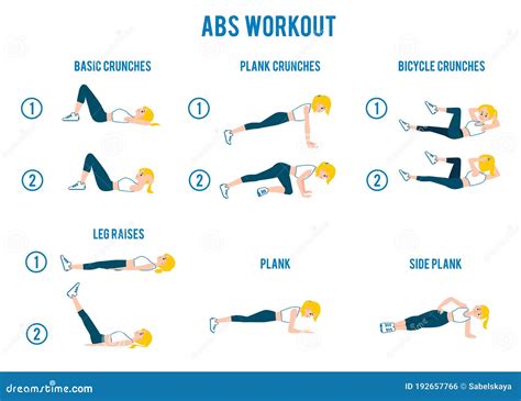 Set of Exercises for Step by Step Training, Fitness and Abs Workout ...