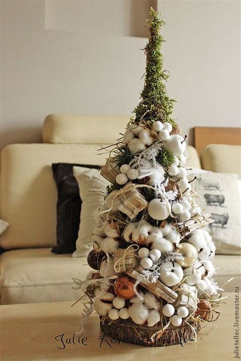 Купить Елочка из хлопка - бежевый, настольная елка, хлопок, новый год ...