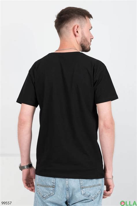 Мужская черная однотонная футболка И-CS03-6 - купить недорого в ...