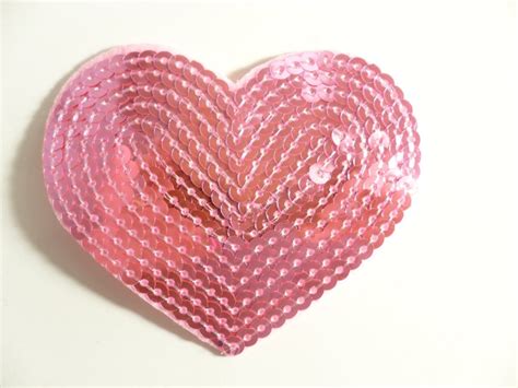 Pink Valentine Heart Sequin Applique