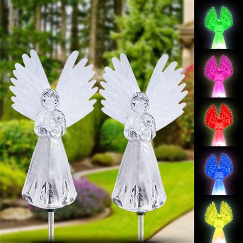 2 Pack Solar Angel Lights, Solar Powered Garden Stake Lights, Multi ...