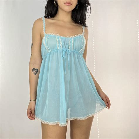 Blue Victorias Secret Babydoll Lingerie 5 USA Depop