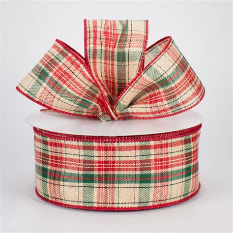 Christmas Plaid Wired Ribbon By The Roll Or Yard 2 5 Red Etsy