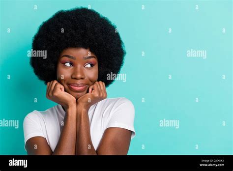 Photo Of Curious Short Hairdo Brunette Millennial Lady Hands Cheeks