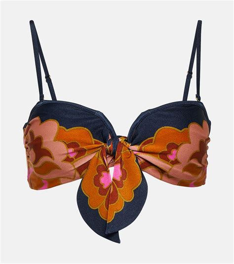 Acadian Printed Bandeau Bikini Top In Multicoloured Zimmermann Mytheresa