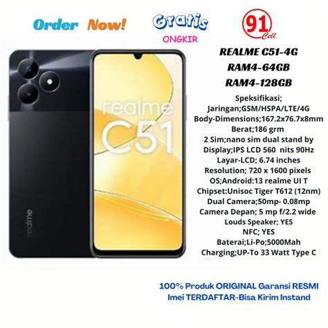 Jual Realme C Nfc G Ram Gb Ram Gb Chipset Unisoc