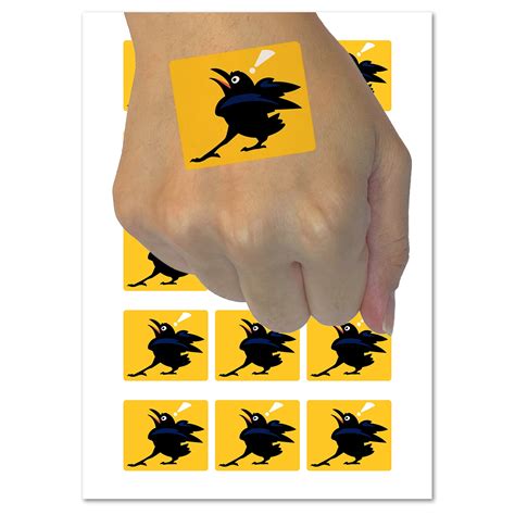 Shocked Surprised Raven Bird Crow Water Resistant Temporary Tattoo Set
