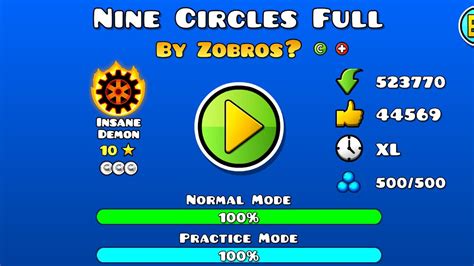 Nine Circles Full Version Geometry Dash Youtube