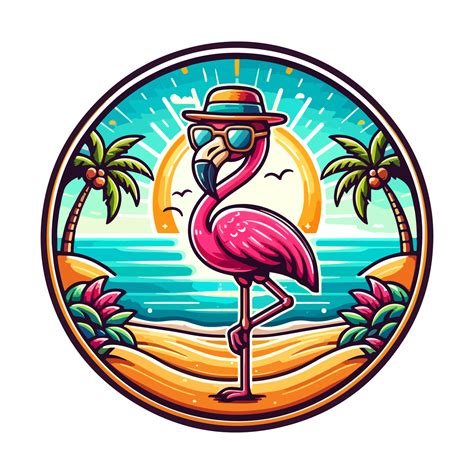 flamingo beach badge illustration for t shirt or sticker 45804750 PNG