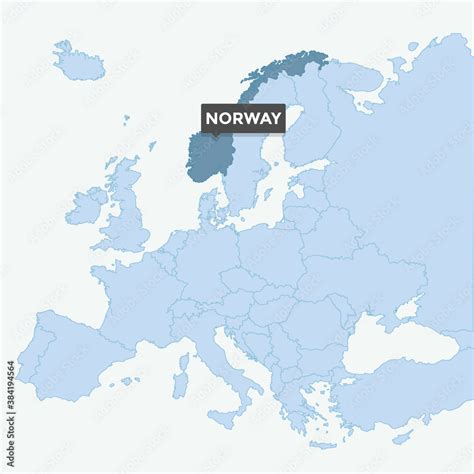 Europe map with the identication of Norway. Map of Norway. Location ...