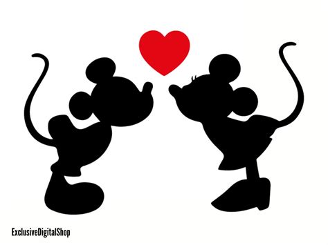 Mickey And Minnie Kiss Svg Mouse Svg Cut File Digital Etsy