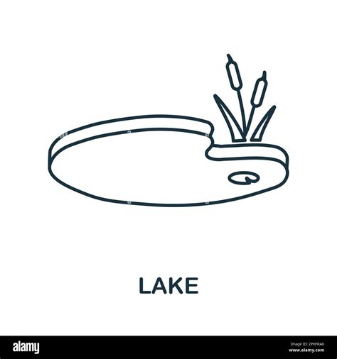 Lake Line Icon Monochrome Simple Lake Outline Icon For Templates Web