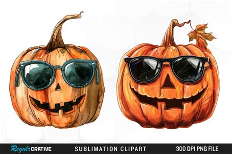 Pumpkin With Sunglasses Artwork Clipart