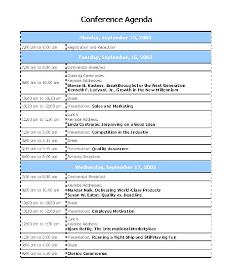 Conference Agenda Template | Word Templates