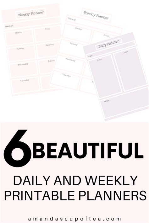 Beautiful Printable Daily And Weekly Planners