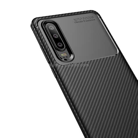 Capa De Tpu à Prova De Choque Com Textura De Fibra De Carbono Para Huawei P30 Preta