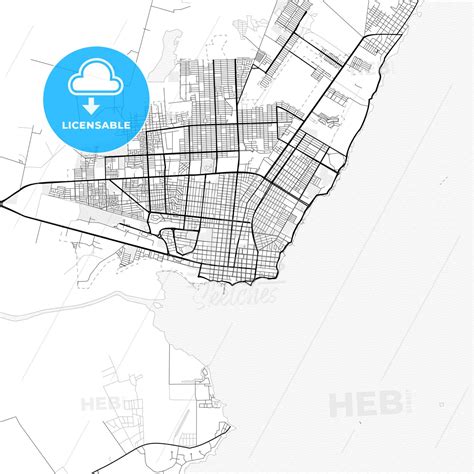 Vector PDF map of Chetumal, Mexico - HEBSTREITS