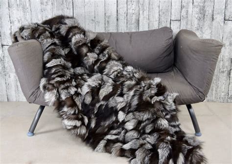 Luxury Real Silver Fox Blanket Throw Realfurhomedecor