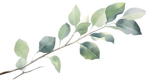 Premium Ai Image Eucalyptus Branch Watercolor Illustration Hand Drawn