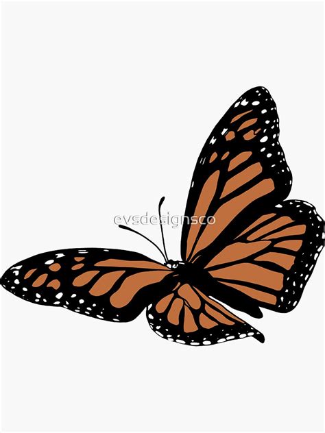 Orange Monarch Butterfly Sticker For Sale By Evsdesignsco Redbubble